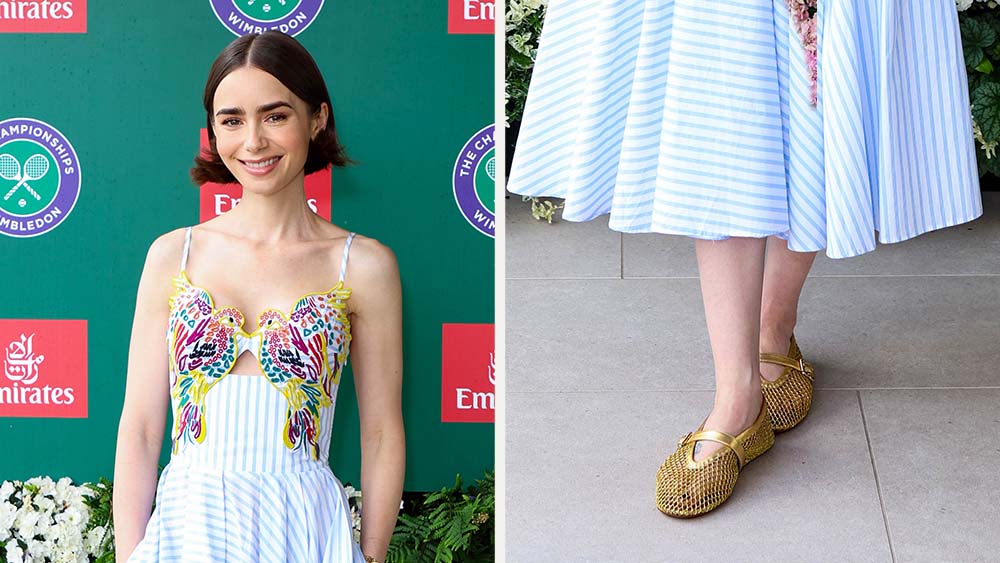 lily-collins-embraces-the-mesh-shoe-trend-in-metallic-fishnet-alaia-ballet-flats-at wimbledon