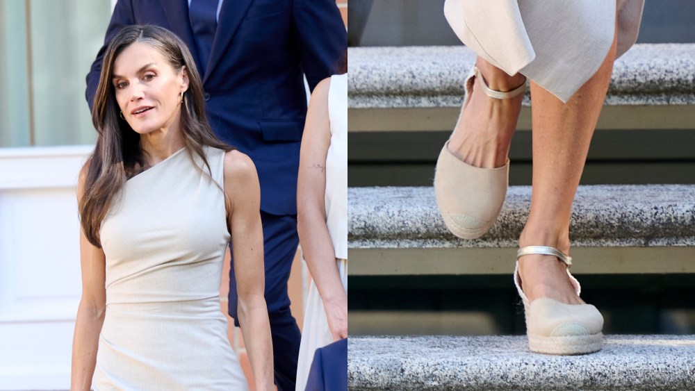 queen-letizia-adds-subtle-boost-to-mango-dress-with-espadrille wedges