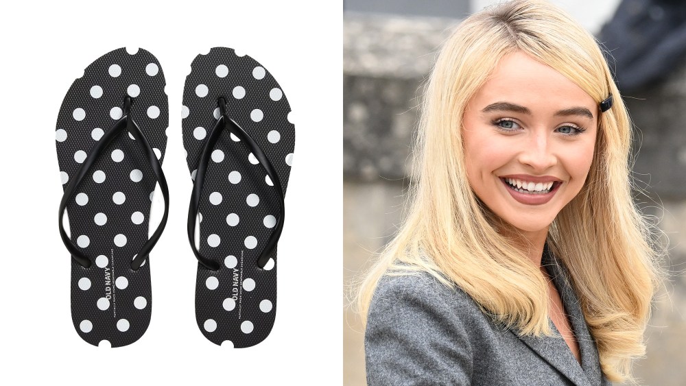 sabrina-carpenter-nails-two-summer-trends-in-one-with-old-navy’s-polka-dot flip-flops