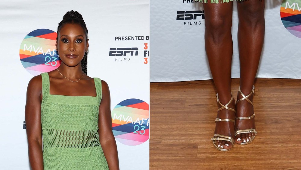 issa-rae-puts-a-metallic-twist-on-the-strappy-sandal-trend-at-martha’s-vineyard-film festival