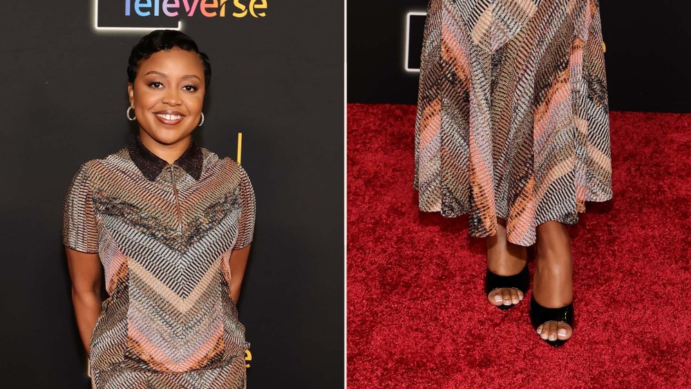 quinta-brunson-balances-missoni-stripes-with-black-patent-open-toe-shoes-at televerse