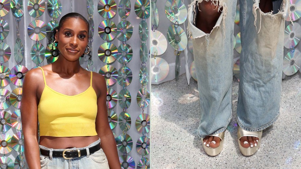 issa-rae-channels-metallic-minimalism-in-stuart-weitzman-ryder-95-platforms-at-beverly center
