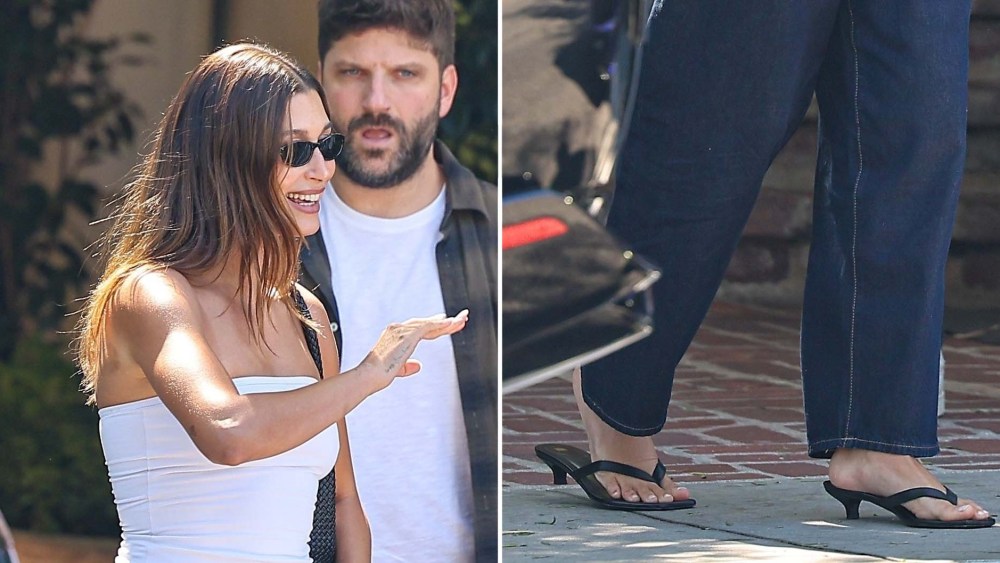 hailey-bieber’s-off-duty-formula-once-again-hinges-on-toteme’s-flip-flop-kitten heels