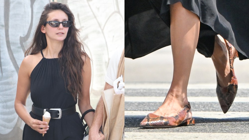nina-dobrev-embraces-the-snakeskin-shoe-trend-in-slingback-flats-with-shaun white
