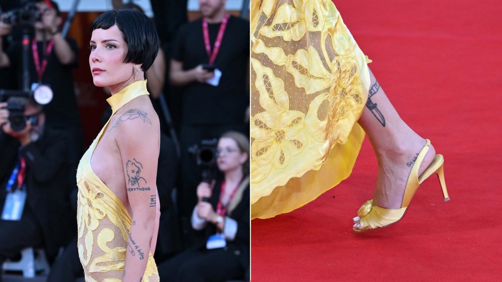 halsey-blooms-in-louboutin’s-sunshine-yellow-flower-slingbacks-at-venice-film festival