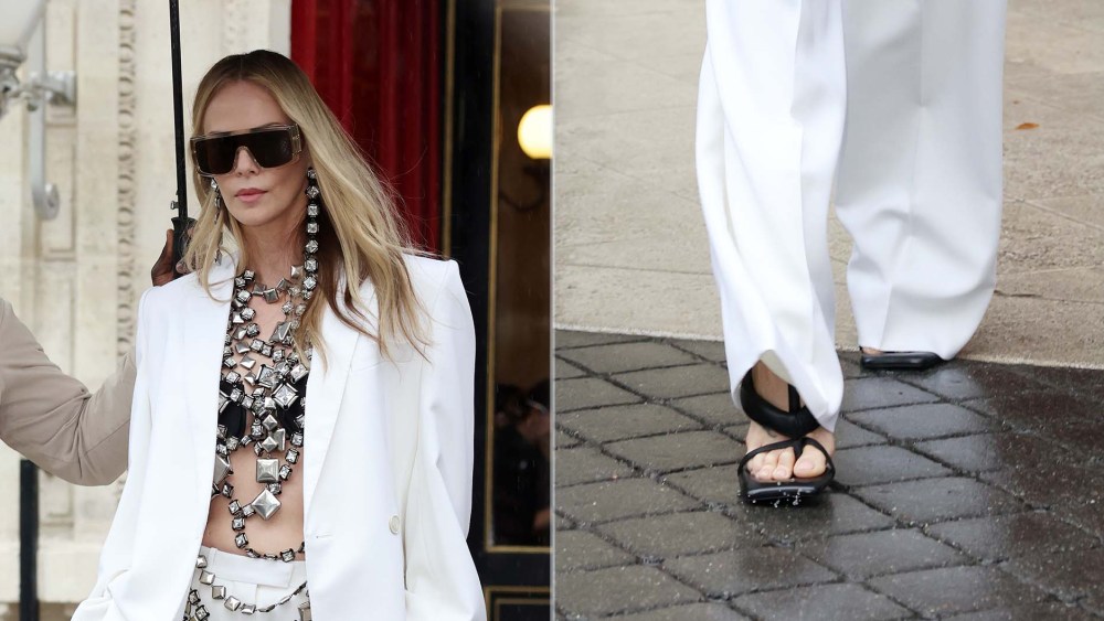 charlize-theron-makes-puffy-thong-sandal-style-front-row-ready-in-paris-for givenchy