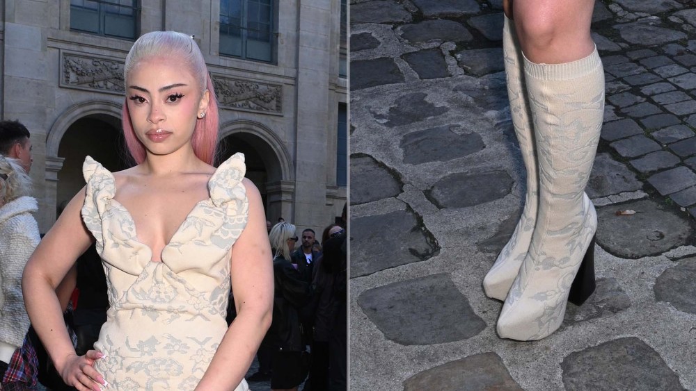 ice-spice-balances-punk-and-pastoral-codes-in-vivienne-westwood-knit-boots-at-paris-fashion week