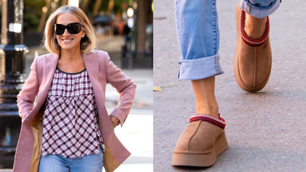 sarah-jessica-parker-ditches-signature-high-heels-for-ugg’s-slip-on-clogs-in-new york