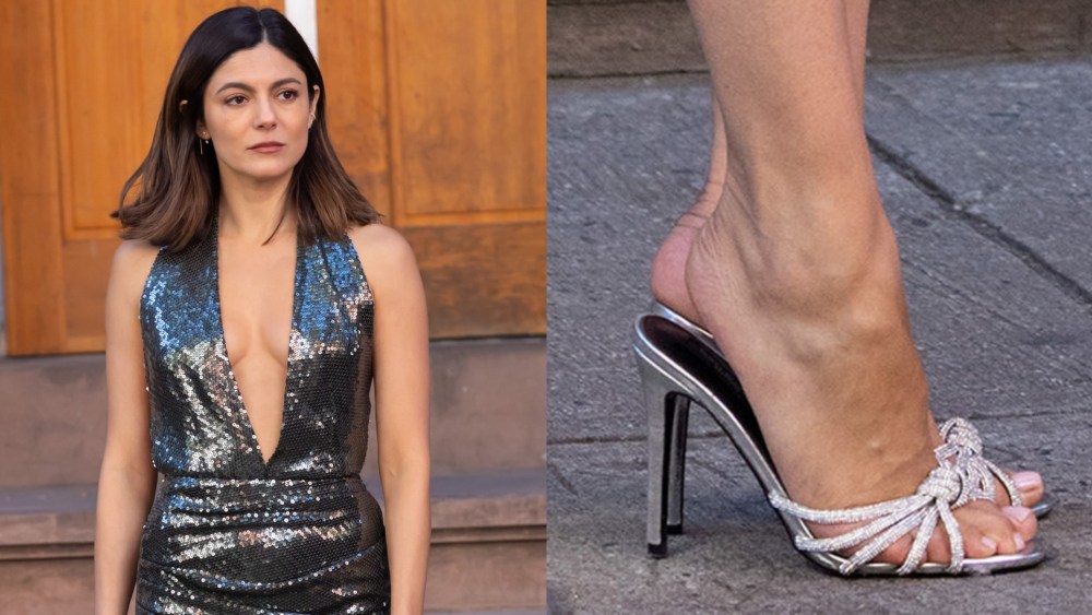 monica-barbaro-adds-bling-to-mule-trend-on-the-‘one-night-only’-set-in-new york