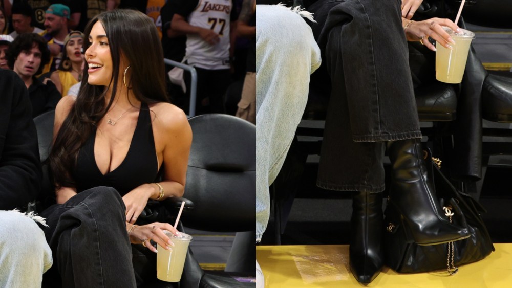 madison-beer-elevates-a-casual-look-with-black-leather-boots-at-an-nba game