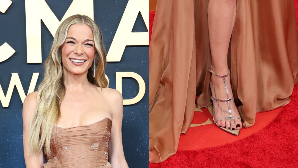 leann-rimes-threads-sparkly-drama with-her-sandals-for-the-cma-awards-2025-red carpet