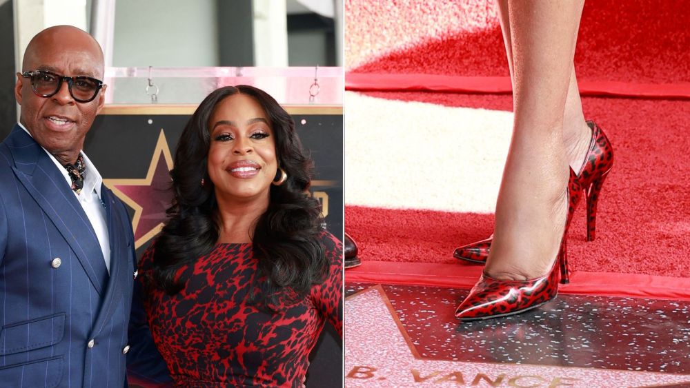 niecy-nash-betts-gives-the-animal-print-shoe-trend-a-monochrome-twist-in-red-leopard pumps