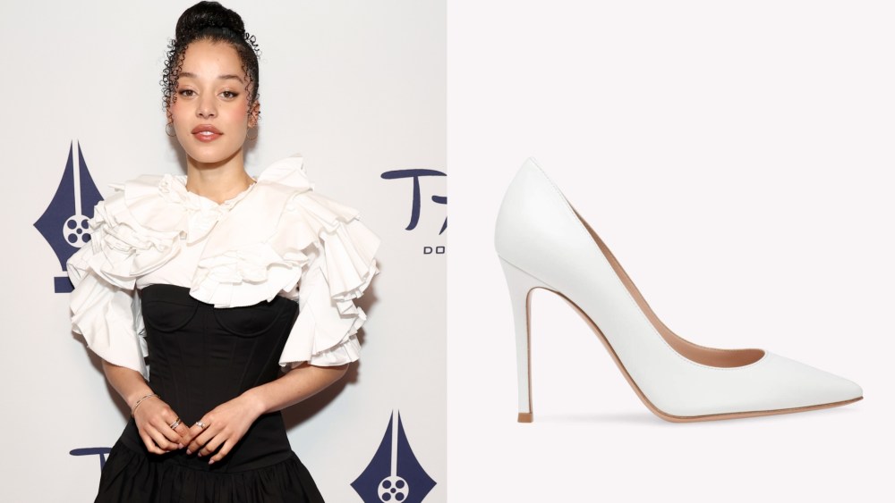 chase-infiniti-carries-white-hot-shoe-trend-into-2026-with-gianvito-rossi pumps