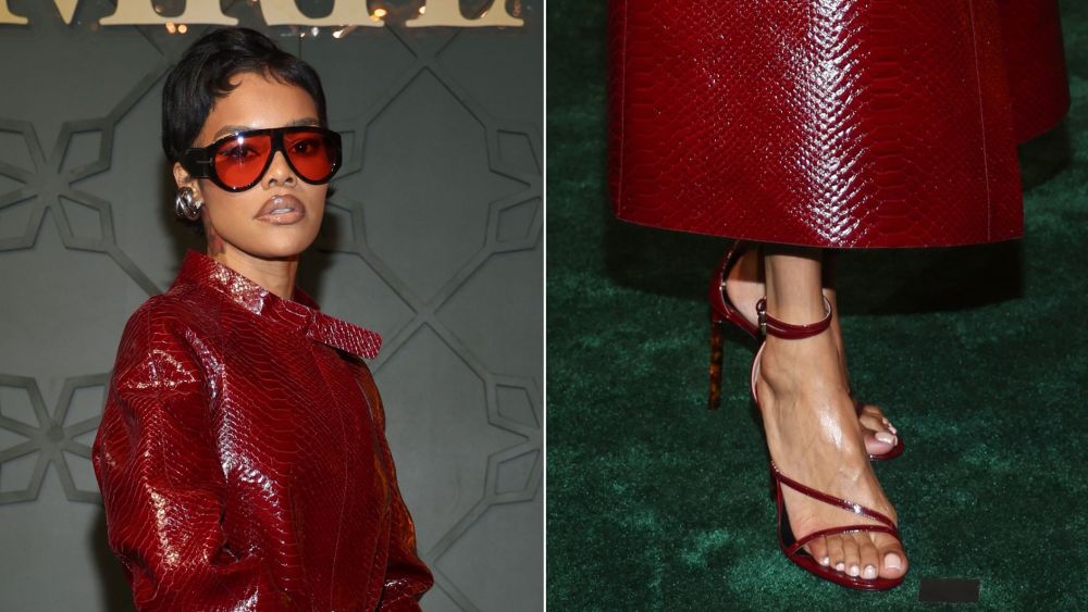 teyana-taylor-leans-into-textural-ruby-red-with-tom-ford-ankle-strap-sandals-in-las vegas