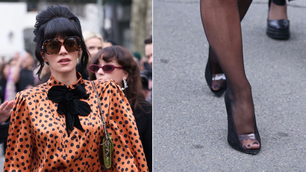 lily-allen-puts-a-sultry-spin-on-the-clear-shoe-trend-in-valentino’s-suede-and-pvc pumps