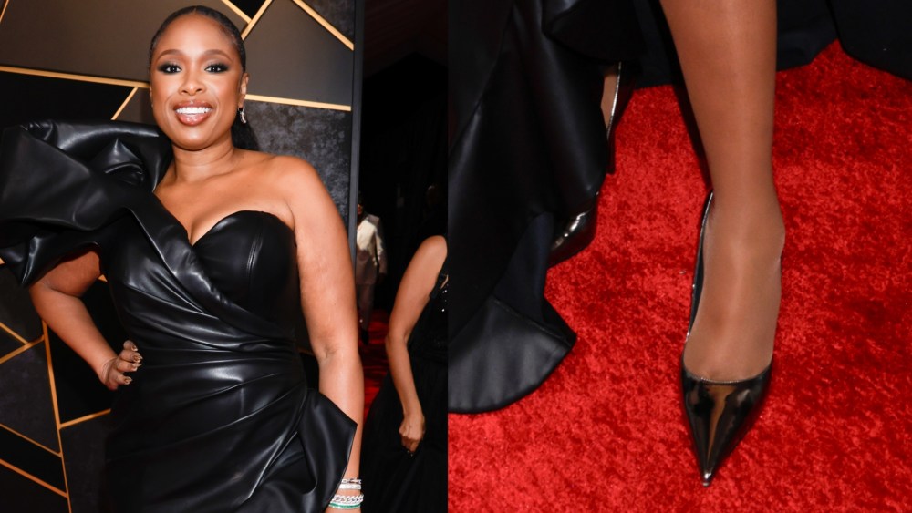 jennifer-hudson-mixes-leather-with-mirror-pumps-for-grammys-2026-red carpet