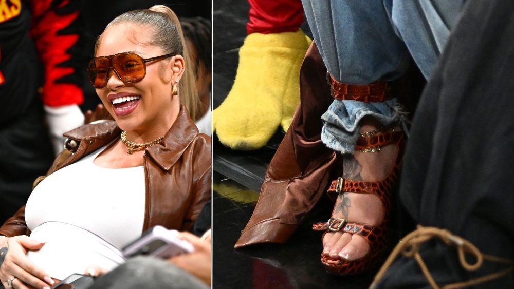 latto-revives-the-buckled-gladiator-heel-trend-courtside-a-day-after-her-pregnancy reveal
