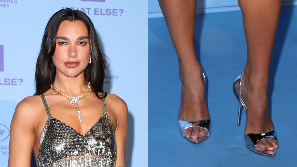 dua-lipa-goes-mirror-monochrome-in-silver-le-silla-sandals-at cannes