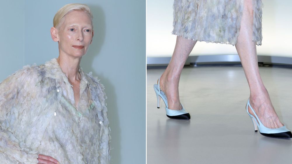 tilda-swinton-gives-chanel’s-cap-toe-slingbacks-an-icy-couture-spin-in seoul
