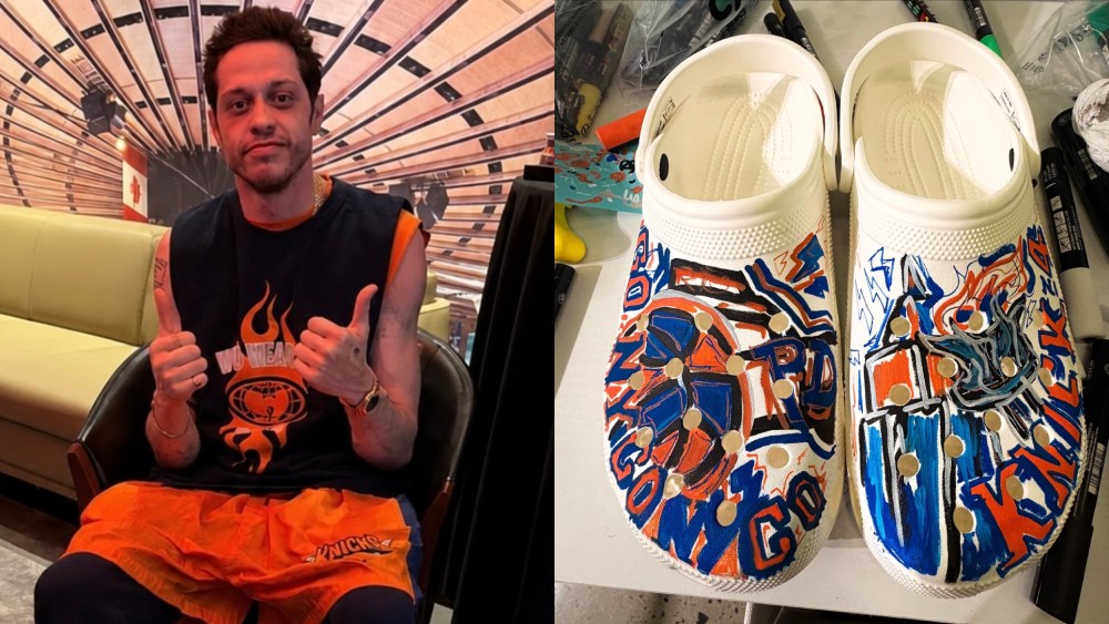 pete-davidson-blends-his-love-for-the-new-york-knicks-and-crocs-with-custom clogs