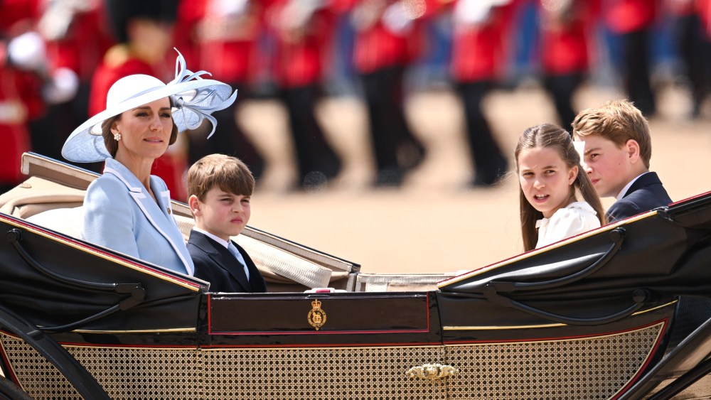 princess-of-wales-wears-catherine-walker-dress,-philip-treacy-hat-to-trooping-the-colour ceremony