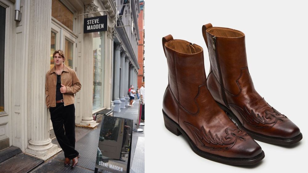 ‘love-island-usa’-star-caleb-mcdaniel-embraces-fall-in-steve-madden-western-boots-during-new-york-fashion week
