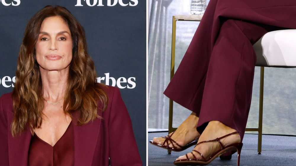 cindy-crawford-revisits-her-burgundy-monochrome-formula-in-strappy-aquazzura sandals